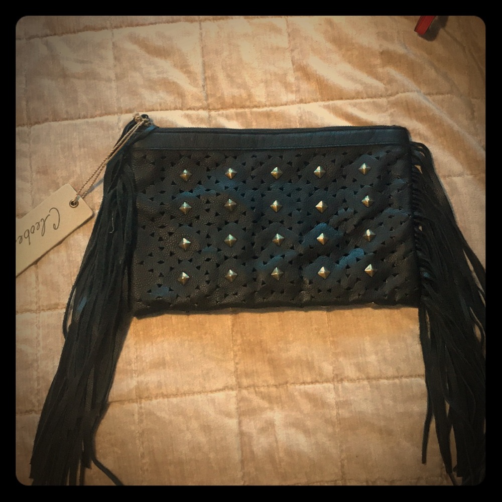 Cleobella studded fringe clutch🖤